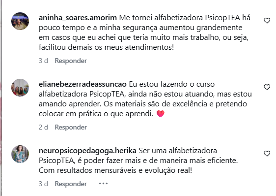 Depoimentos Instagram