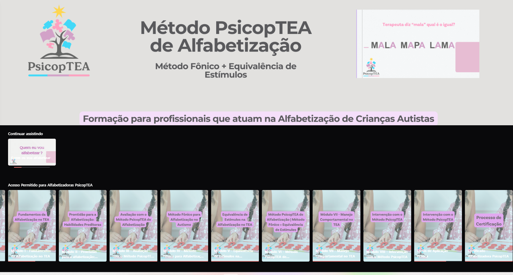 Mockup do Método PsicopTEA de Alfabetização