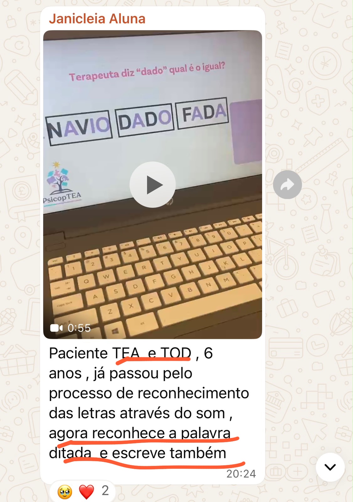 Janicleia — paciente TEA e TOD, 6 anos