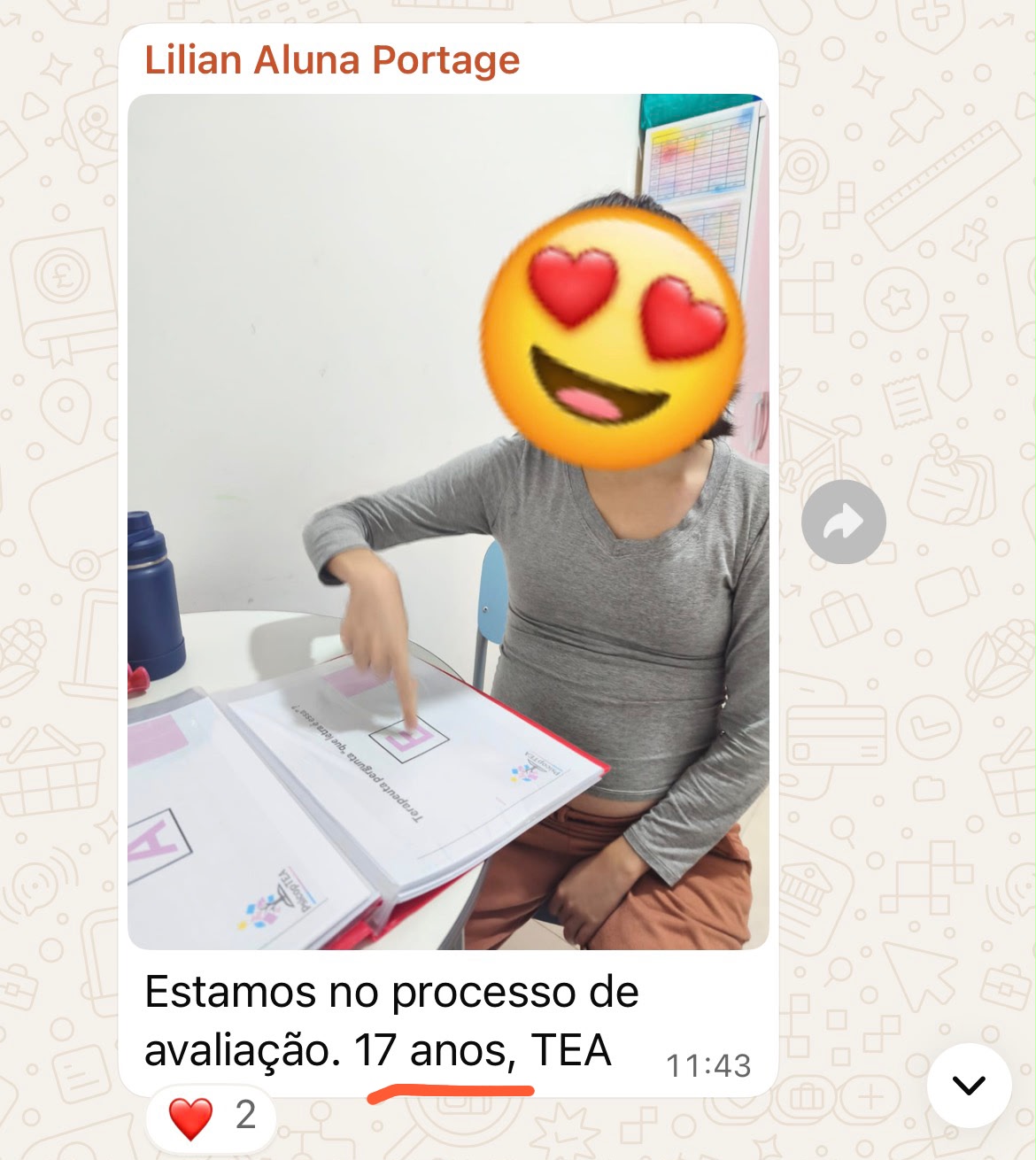 Lilian — processo de avaliação, 17 anos TEA