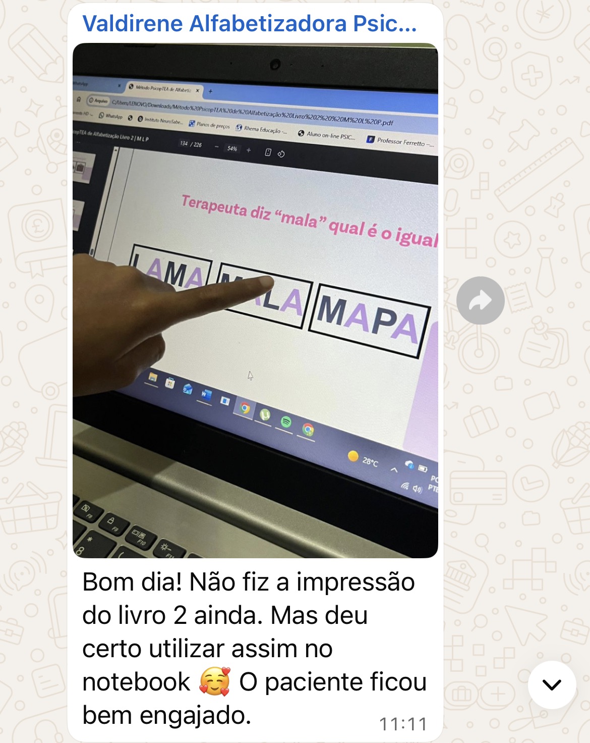 Valdirene — método no notebook, paciente engajado